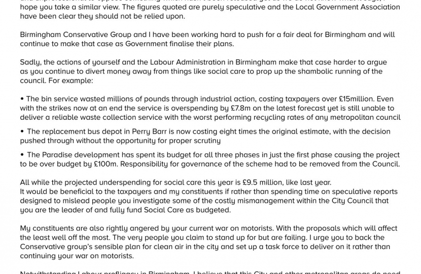 Copy of Gary's letter to Cllr Ian Ward